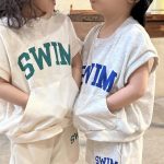 【80-150cm】セットアップ キッズ服 カジュアル SWIMプリント - 画像 (6)
