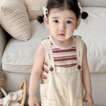 【73-90cm】セットアップ ベビー ポケットサロペット＆ボーダーTシャツ - 画像 (6)