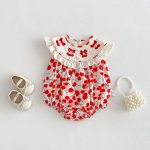 【66-90cm】ロンパース ベビー さくらんぼ プリント - 画像 (2)