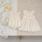 【66-90cm】ロンパースorワンピース 姉妹服 フリル ノースリーブ - 画像 (8)