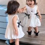 【73-100cm】ワンピース ベビー 蝶結び ノースリープ - 画像 (3)