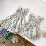 【66-90cm】ロンパースorワンピース ベビー 姉妹服 蝶結び フライングスリーブ 花柄 - 画像 (4)