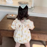 【66-90cm】ロンパース ベビー バック リボン 小花柄 - 画像 (3)