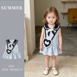 【73-100cm】ワンピース ベビー 可愛い ストライプセーラー - 画像 (3)
