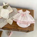 【66-100cm】トップス＆ブルマ ベビー  ピンク 蝶結び付き ドット - 画像 (7)