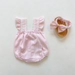 【66-90cm】ロンパース ベビー チェック柄 ジャカード - 画像 (3)