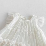 【73-100cm】ワンピース ベビー フリルスリーブ 多層チュール - 画像 (5)