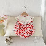 【66-90cm】ロンパース ベビー さくらんぼ プリント - 画像 (5)