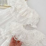 【66-90cm】ロンパース ベビー レース 刺繍の襟付き - 画像 (6)