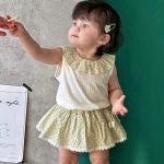 【73-100cm】セットアップ ベビー ナチュラル 小花柄 ノースリーブ - 画像 (3)