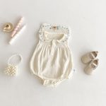 【66-90cm】ロンパース ベビー ブルー 刺繡 可愛い - 画像 (2)