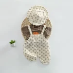 【66-100cm】セットアッ プ ベビー 韓国風 ドット＆チェック3点 - 画像 (10)