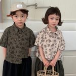 【80-140cm】半袖シャツ フラワー プリント レトロ - 画像 (3)