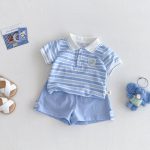 【73-120cm】セットアップ ベビー 学院風 ストライプセット - 画像 (2)