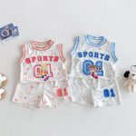 【73-120cm】セットアップ カートゥーン ノースリープ キャミ2点セット