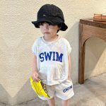 【80-150cm】セットアップ キッズ服 カジュアル SWIMプリント - 画像 (4)