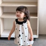 【73-100cm】ワンピース ベビー 丸襟 ドット かわいい - 画像 (4)