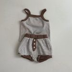 【73-100cm】セットアップ ベビー ボーダーキャミソール&ショートパンツ - 画像 (6)