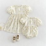 【66-100cm】ロンパースorワンピース ベビー 姉妹服 プリンセス 花柄 - 画像 (2)