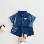 【80-120cm】セットアップ ストライプ デニム おしゃれ - 画像 (3)