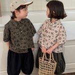 【80-140cm】半袖シャツ フラワー プリント レトロ - 画像 (4)