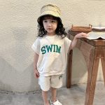 【80-150cm】セットアップ キッズ服 カジュアル SWIMプリント - 画像 (5)