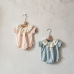 【66-90cm】ロンパース ベビー リル襟 うさぎ柄