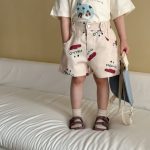 【80-150cm】ショートパンツ プリント コットン カジュアル - 画像 (7)