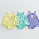 【66-90cm】ロンパース ベビー カートゥーン 刺繍 ニット キャミロンパース - 画像 (3)