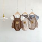 【66-90cm】サロペロンパース ベビー クマ ポケット ワッフル - 画像 (3)