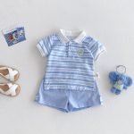 【73-120cm】セットアップ ベビー 学院風 ストライプセット - 画像 (4)