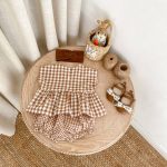 【66-100cm】セットアップ ベビー チェック 刺繍 フラワー - 画像 (5)