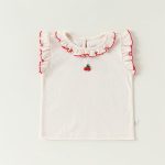 【73-100cm】セットアップ ベビー フリル くだもの刺繍入り ノースリーブ - 画像 (8)