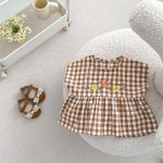 【66-100cm】セットアップ ベビー チェック 刺繍 フラワー - 画像 (10)