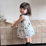 【73-100cm】ワンピース ベビー 丸襟 ドット かわいい - 画像 (6)