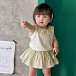 【73-100cm】セットアップ ベビー ナチュラル 小花柄 ノースリーブ - 画像 (4)
