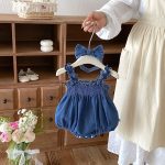 【66-90cm】キャミロンパース ベビー デニム  無地 - 画像 (5)