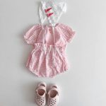 【73-120cm】セットアップ ベビー ポルカドットorチェック パフスリーブ - 画像 (8)