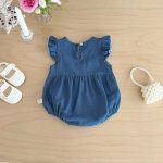 【66-90cm】ロンパース デニム フリル ノースリープ - 画像 (6)