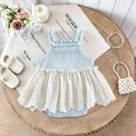 【66-90cm】ロンパース ベビー 可愛い ブルーキャミ - 画像 (5)