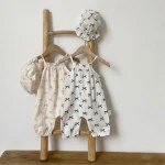 【66-100cm】ロンパース ベビー ハット付き リボン プリント キャミ - 画像 (32)