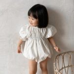 【66-90cm】ロンパース ベビー 小花柄 パフスリーブ - 画像 (6)