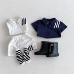 【80-130cm】セットアップ ストライプ柄 半袖ポロシャツ ショーツセット - 画像 (13)