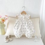 【66-90cm】 オールインワン ベビー フラワー柄 フリル - 画像 (5)