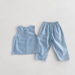 【80-130cm】セットアップ キッズ服 ノースリーブ デニム - 画像 (5)