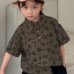 【80-140cm】半袖シャツ フラワー プリント レトロ - 画像 (7)