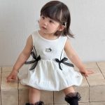 【73-100cm】ワンピース ベビー 蝶結び ノースリープ - 画像 (7)