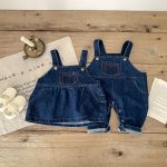 【66-90cm】ワンピースorサロペット デニム クマロゴ ベビー服 - 画像 (13)