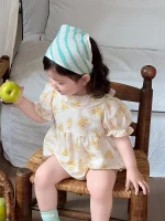 【66-90cm】ロンパース ベビー バック リボン 小花柄 - 画像 (9)