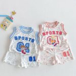 【73-120cm】セットアップ カートゥーン ノースリープ キャミ2点セット - 画像 (7)